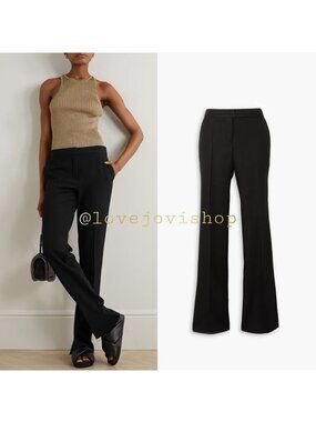 Minimalist | Stella McCartney Black Wool Pants | Tailored Mid-Rise Straight Leg